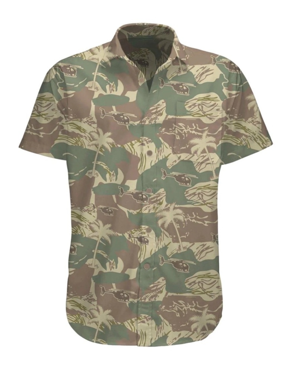 Men's Short Sleeve Rhodesian Brushstroke Button-Up Shirt
